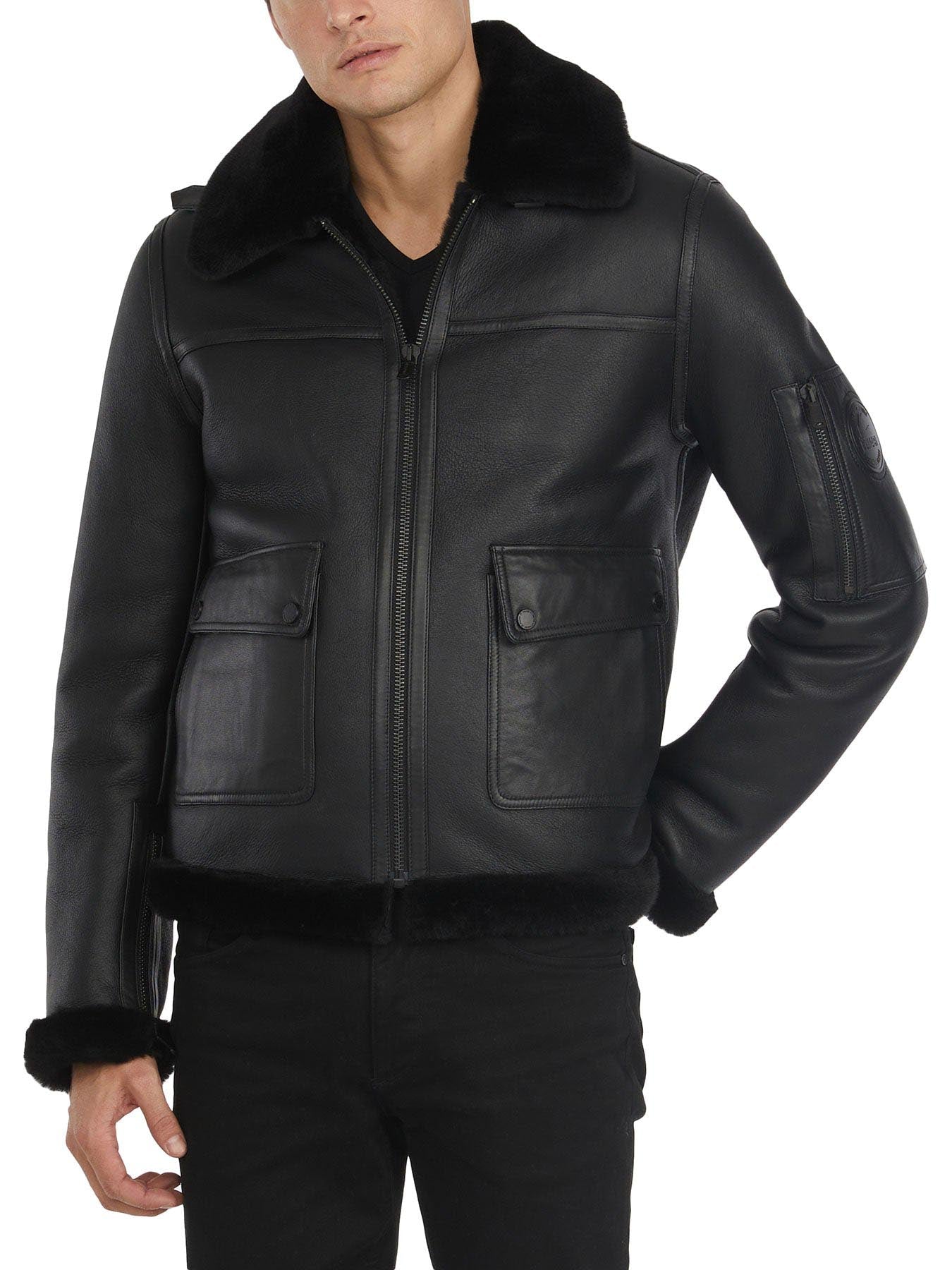 Sheepskin aviator 2025 jacket mens