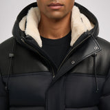 Wolf parka matelassé en faux shearling pour hommes