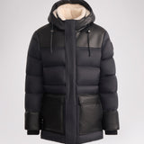 Wolf parka matelassé en faux shearling pour hommes