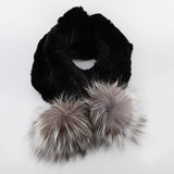 Rexal Knitted Scarf w/ Fur Pompom